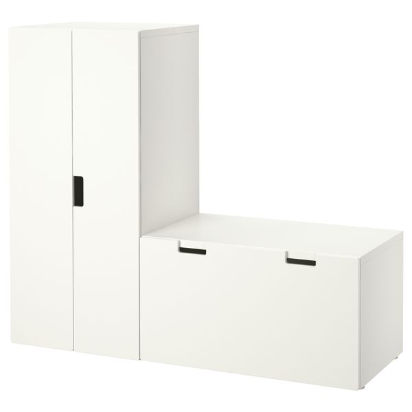 Комбинация для хранения со скамьей СТУВА, белый, белый (150x50x128 см) - схема-чертеж с размерами