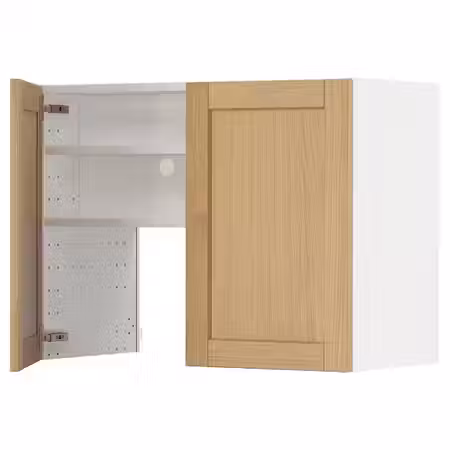 METOD Навесной шкаф д/вытяжки/полка/дверь - белый/Forsbacka дуб 80x60 см