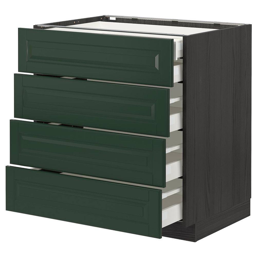 Напольный шкаф 4 фронтальных, 2 низких, 3 средних ящ, черный/Будбин темно-зеленый 80x60 см IKEA МЕТОД / МАКСИМЕРА 293.130.05 - схема-чертеж с размерами