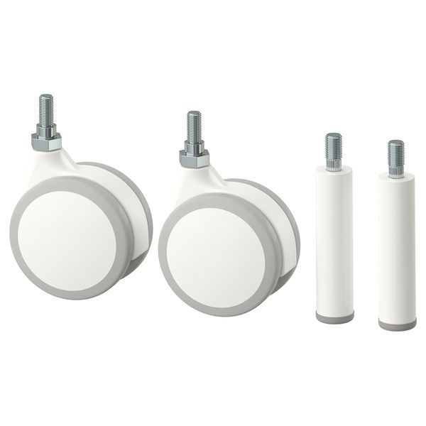2 ножки и 2 колесика, белый IKEA JONAXEL ЙОНАКСЕЛЬ 804.199.61 - фото 1
