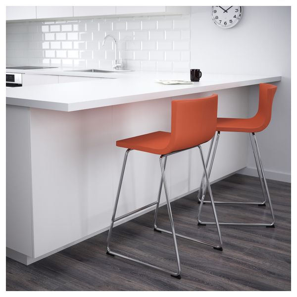 Стул барный БЕРНГАРД, хромированный, Мьюк оранжевый (63 см) - схема-чертеж с размерами