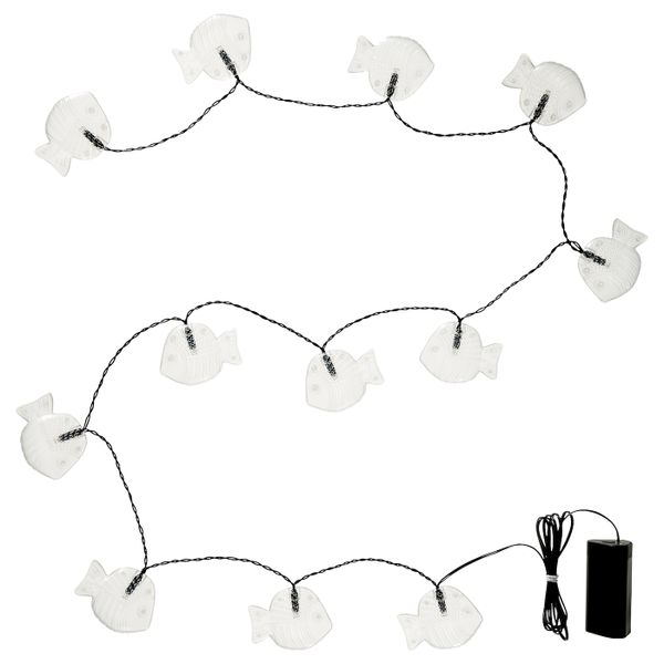 Гирлянда, 12 светодиодов, с батарейным питанием для сада/рыба прозрачный IKEA SOLVINDEN СОЛВИДЕН 804.870.64 - фото 1