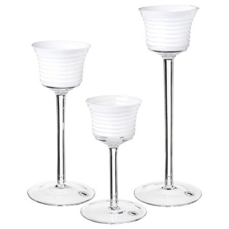 Подсвечник для греющей свечи, 3 шт, прозрачное стекло/стекло белый IKEA INBJUDEN ИНБЬЮДЕН 404.913.36