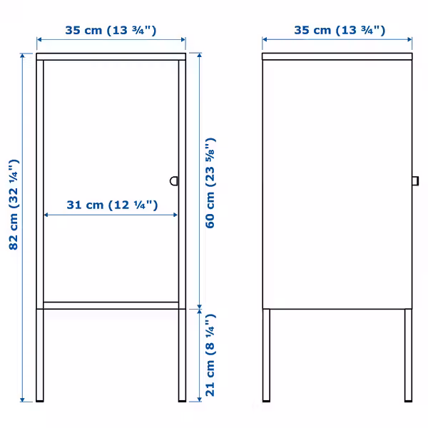 LIXHULT Шкаф - металлический/антрацит 35x60 см - схема-чертеж с размерами