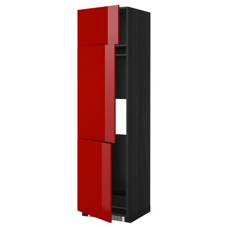Высокий шкаф для холодильника или морозильника, с 3 дверями МЕТОД, черный, Рингульт красный