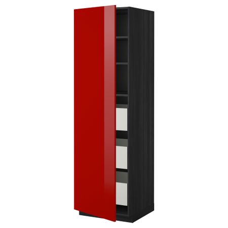 Высокий шкаф с ящиками МЕТОД / МАКСИМЕРА, черный, Рингульт красный