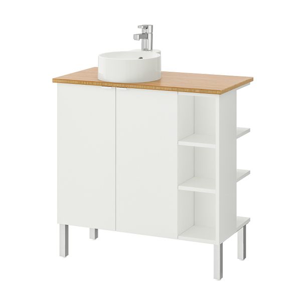 Шкаф под раковину с 2 дверцы, 2 открытыми полк, белый, бамбук ЭНСЕН смеситель 82x40x92 см IKEA ЛИЛЛОНГЕН/ВИСКАН / ГУТВИКЕН - фото 4