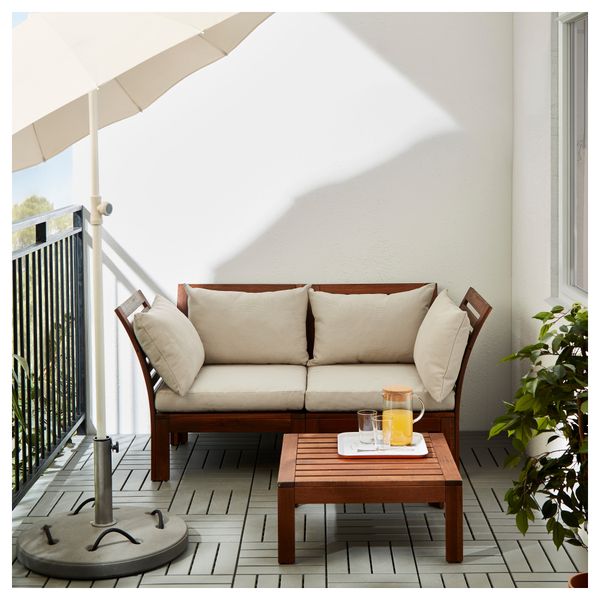 2-местный диван, садовый ЭПЛАРО, коричневый коричневая морилка, Холло бежевый бежевый (160x80x73 см) - фото 2