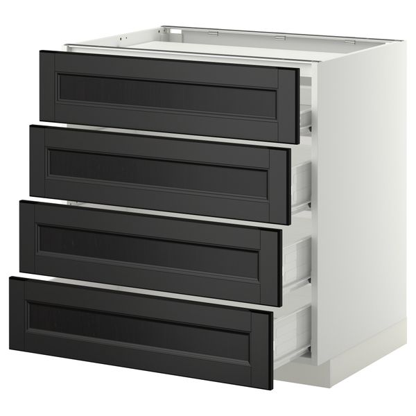 Напольный шкаф, 4 фронтальных панели, 4 ящика МЕТОД / ФОРВАРА, белый, Лаксарби черно-коричневый черно-коричневый - схема-чертеж с размерами
