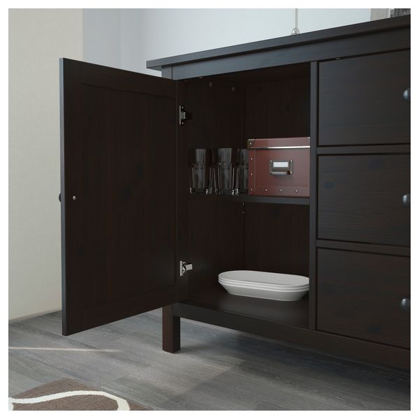 Сервант ХЕМНЭС, черно-коричневый (157x88 см) - фото 3