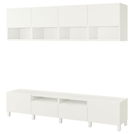 Шкаф для ТВ, комбинация, белый/Лаппвик/стуббарп белый 240x42x230 см IKEA BESTÅ БЕСТО 594.119.57