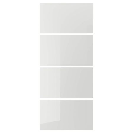 4 панели для рамы раздвижной дверцы, глянцевый светло-серый 100x236 см IKEA HOKKSUND ХОККСУНД 203.823.43