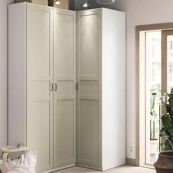 Гардероб угловой, белый/Флисбергет светло-бежевый 160/88x236 см IKEA PAX ПАКС 092.213.75 - фото 2