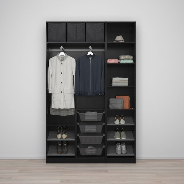 Гардероб, черно-коричневый, Форсанд Викедаль, 150x38x236 см IKEA ПАКС 993.001.32 - фото 2