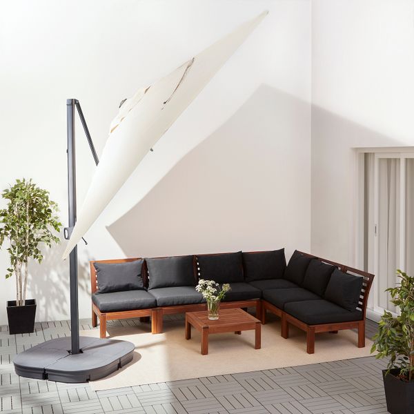 Зонт от солнца с опорой, наклонный бежевый/темно-серый 330x240 см IKEA SEGLARÖ СЕГЛАРО / SVARTÖ СВАРТО 192.290.07 - фото 2