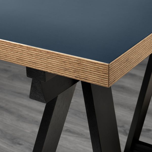 Стол, синий, черный 150x75 см IKEA ЛИННМОН / ОДВАЛЬД 092.796.01 - схема-чертеж с размерами