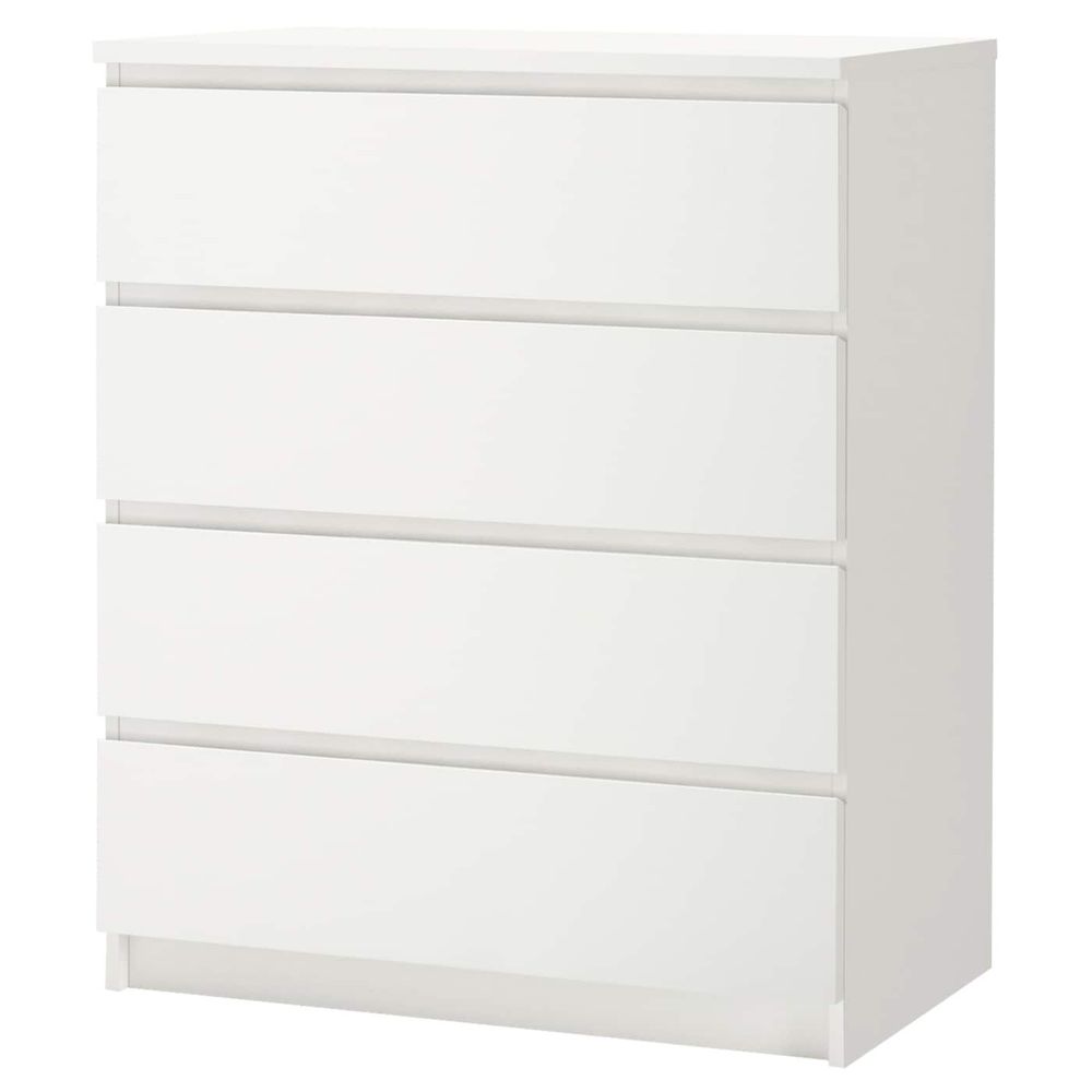 Комод с 4 ящиками, белый 80x100 см IKEA MALM МАЛЬМ 003.685.45 - фото 1