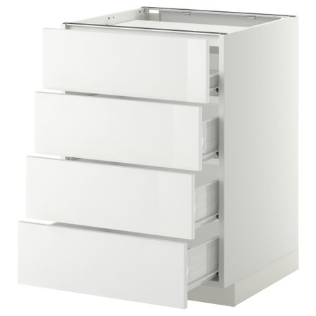Напольный шкаф, 4 фронтальных панели, 4 ящика МЕТОД / ФОРВАРА, белый, Рингульт белый