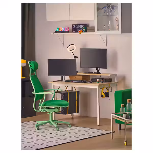 UTVISNING УТВИСНИНГ Геймерский стол с полкой - под ясень/белый 120x60 см - фото 3
