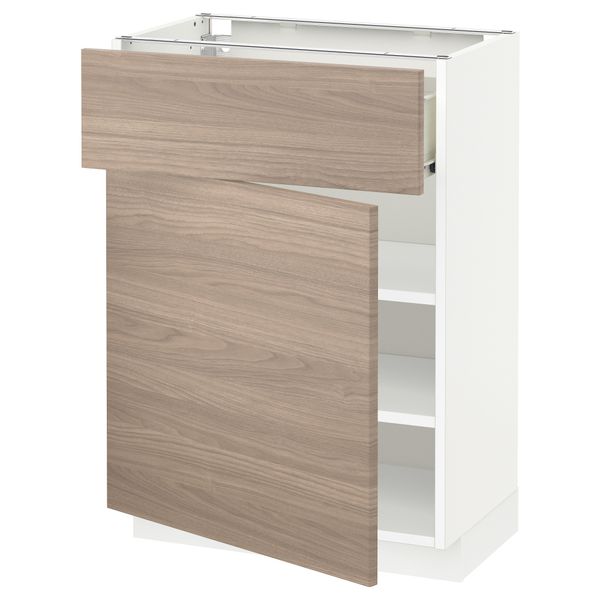 Напольный шкаф с ящиком, дверью МЕТОД / ФОРВАРА, белый, Брокхульт светло-серый - схема-чертеж с размерами