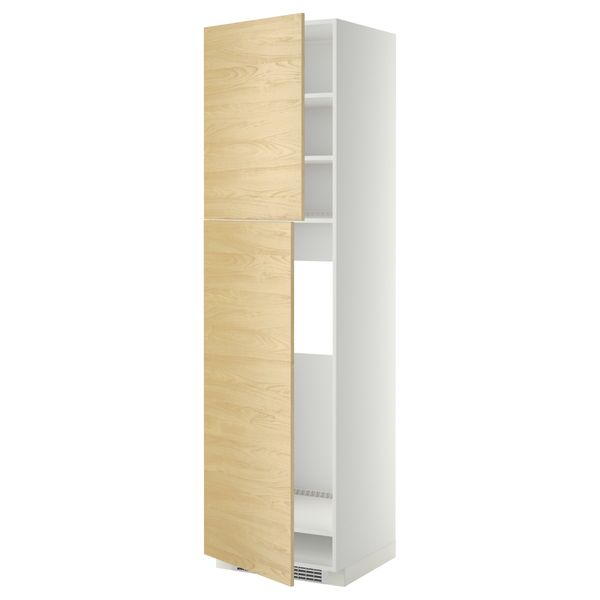 Высокий шкаф для холодильника, 2 дверцы МЕТОД, белый, Тингсрид береза - схема-чертеж с размерами