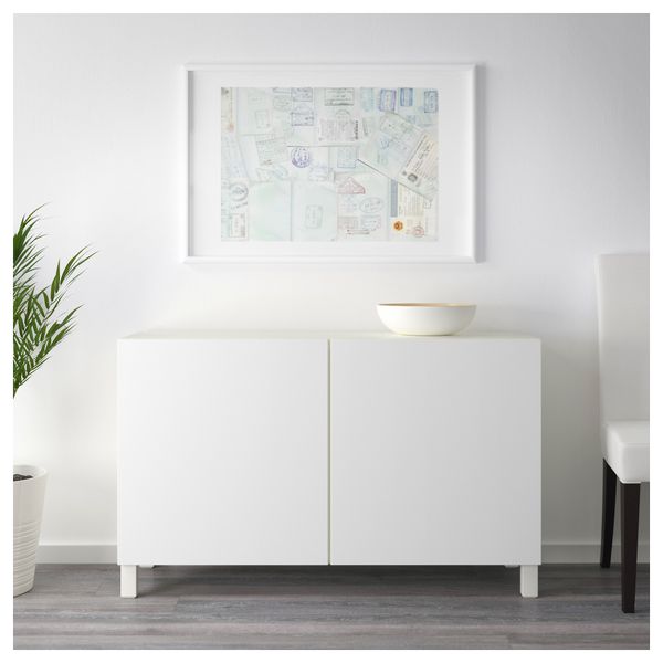 Комбинация для хранения с дверцами БЕСТО, белый, Лаппвикен белый (120x40x74 см) - схема-чертеж с размерами