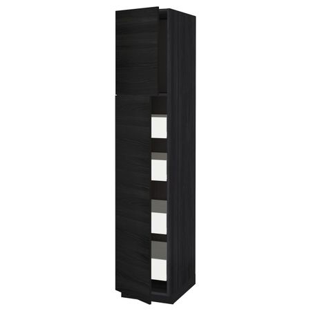 Высокий шкаф/2дверцы/4ящика, черный, Тингсрид черный 40x60x200 см IKEA МЕТОД / ФОРВАРА 093.434.09