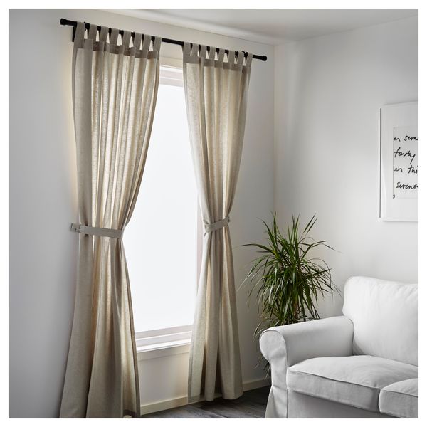Гардины с прихватом, 1 пара ЛЕНДА, светло-бежевый (140x300 см) - схема-чертеж с размерами
