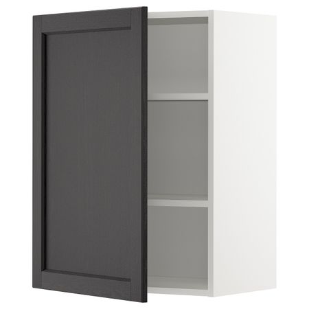 Навесной шкаф с полками, белый/Лерхюттан черная морилка 60x80 см IKEA METOD МЕТОД 794.459.99