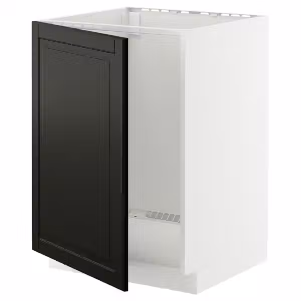 METOD Напольный шкаф для мойки - белый/Bodbyn чёрный 60x60 см - фото 1