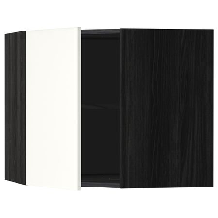 Угловой навесной шкаф с полками МЕТОД, черный, Хэггеби белый