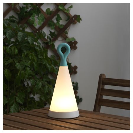 Настольная светодиодная лампа, солнечная батарея СОЛВИДЕН, треугольник, синий белый (30 см)