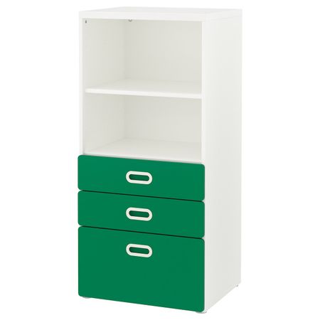 Стеллаж с ящиками, белый/зеленый 60x50x128 см IKEA STUVA СТУВА / FRITIDS ФРИТИДС 892.622.39