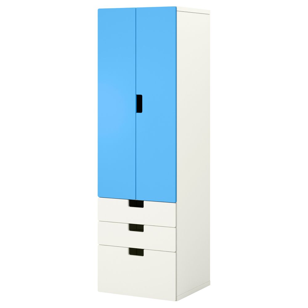 Комбинация для хранения с дверцами, ящиками СТУВА, белый, синий (60x50x192 см) - фото 1