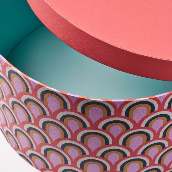 Набор коробок с крышкой, 3шт, разноцветный/бумага IKEA LANKMOJ ЛАНКМОЙ 804.680.08 - схема-чертеж с размерами