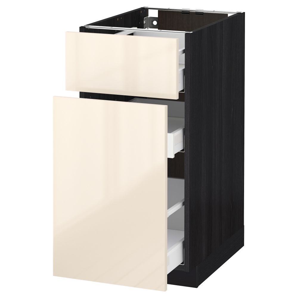 Напольный шкаф, выдвижной секцией, ящик МЕТОД / МАКСИМЕРА, черный, Рингульт кремовый - схема-чертеж с размерами