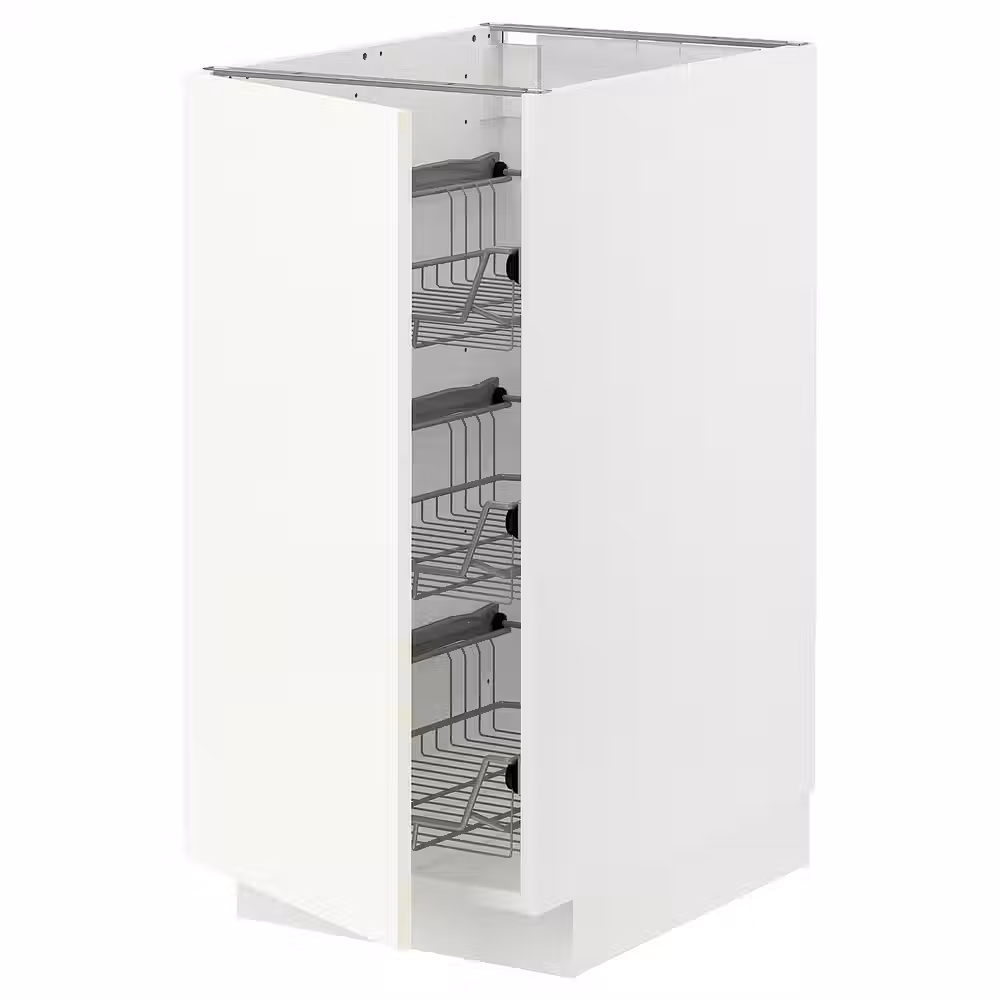 METOD Напольный шкаф/проволочные корзины - белый/Vallstena белый 40x60 см - фото 1