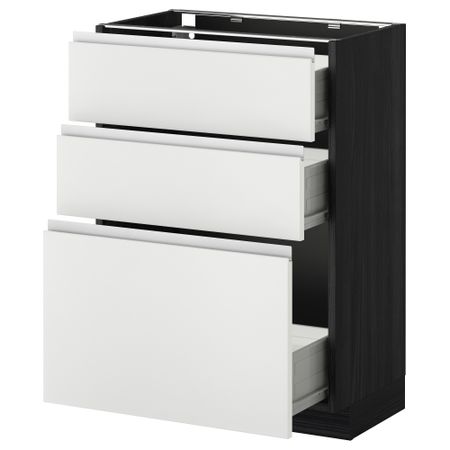 Напольный шкаф с 3 ящиками МЕТОД / ФОРВАРА, черный, Нодста белый
