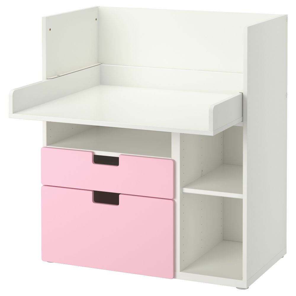 Стол с 2 ящиками СТУВА, белый, розовый (90x79x102 см) - фото 1