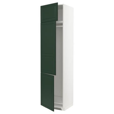 Высокий шкаф для холодильника или морозильника, с 3 дверями, белый/Будбин темно-зеленый 60x60x240 см IKEA METOD МЕТОД 093.120.21