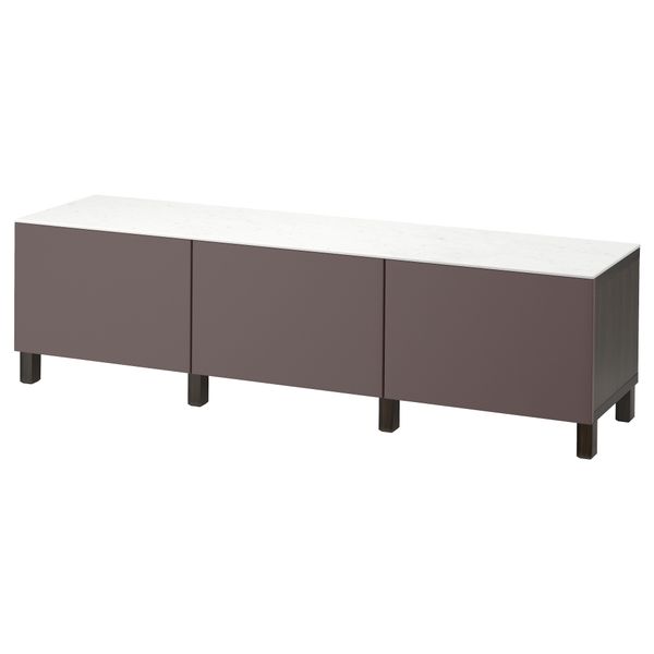 Комбинация для хранения с ящиками БЕСТО, черно-коричневый, Вальвикен темно-коричневый (180x42x48 см) - фото 1