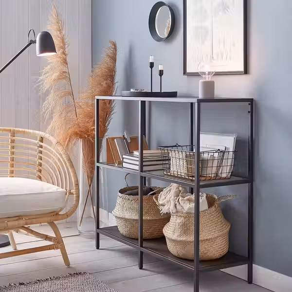 VITTSJÖ Стеллаж - черно-коричневый/стекло 100x93 см - фото 3