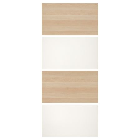 4 панели для рамы раздвижной дверцы, под беленый дуб/белый 100x236 см IKEA MEHAMN МЕХАМН 504.349.82