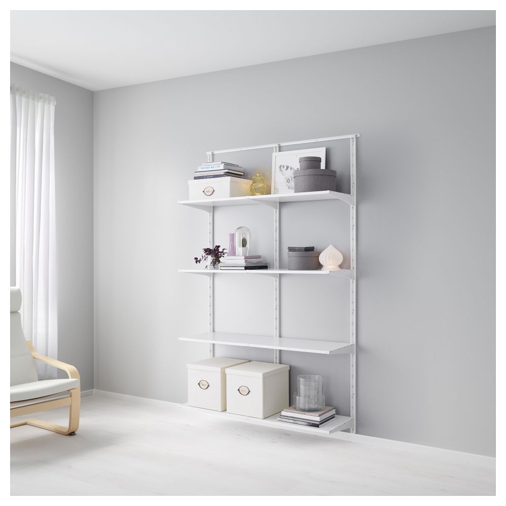 Настенная шина, полки АЛЬГОТ, белый (132x41x199 см) - фото 1