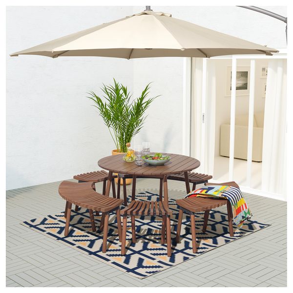 Скамья ОВЕРАЛЛЬТ, для сада светло-коричневый - схема-чертеж с размерами