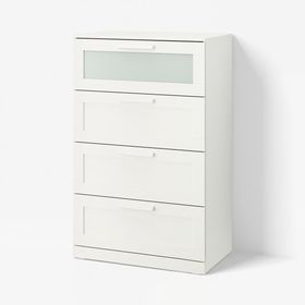 BRIMNES Комод с 4 ящиками - белый/матовое стекло 78x46x124 см