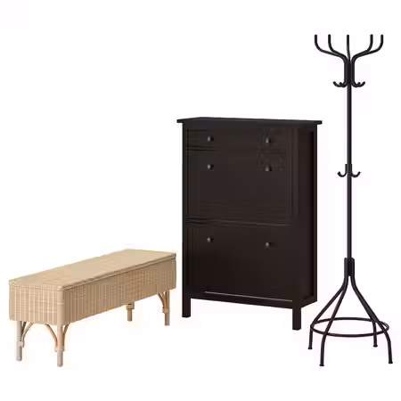 HEMNES / TOLKNING Мебель для прихожей, 3 предм. - чёрный/черно-коричневый
