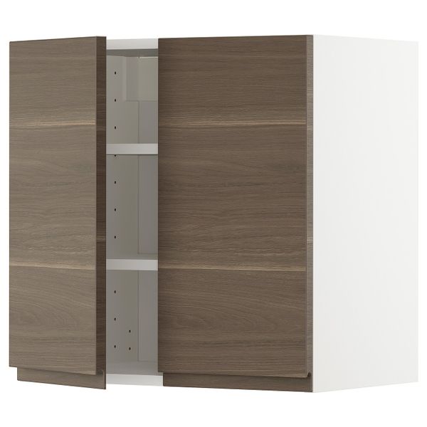 Навесной шкаф с полками/2дверцы, белый/Воксторп под грецкий орех 60x60 см IKEA METOD МЕТОД 493.002.19 - схема-чертеж с размерами