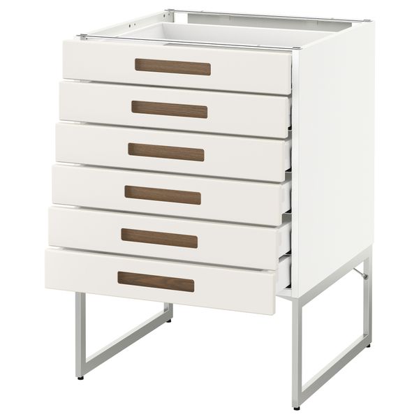 Напольный шкаф 6 фронтальных панелей, 6 нижних ящиков МЕТОД / МАКСИМЕРА, белый, Мэрста белый - схема-чертеж с размерами