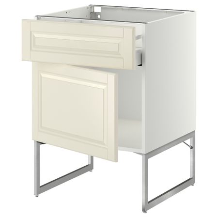 Напольный шкаф с ящиком, дверью МЕТОД / МАКСИМЕРА, белый, Будбин белый с оттенком